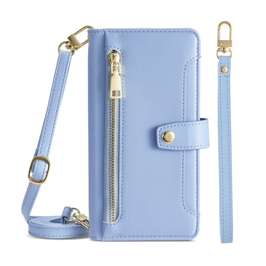 For Sony Xperia Ace III Sheep Texture Cross-body Zipper Wallet Leather Phone Case(Blue) - Sony Cases by PMC Jewellery | Online Shopping South Africa | PMC Jewellery | Buy Now Pay Later Mobicred