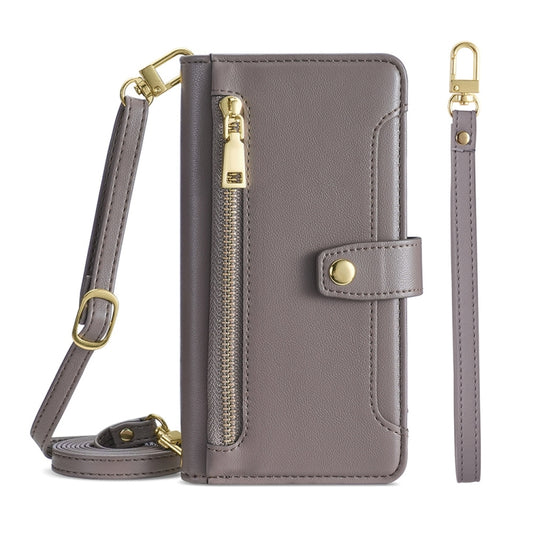 For Sony Xperia Ace III Sheep Texture Cross-body Zipper Wallet Leather Phone Case(Grey) - free shipping - PMC Jewellery - Order now!