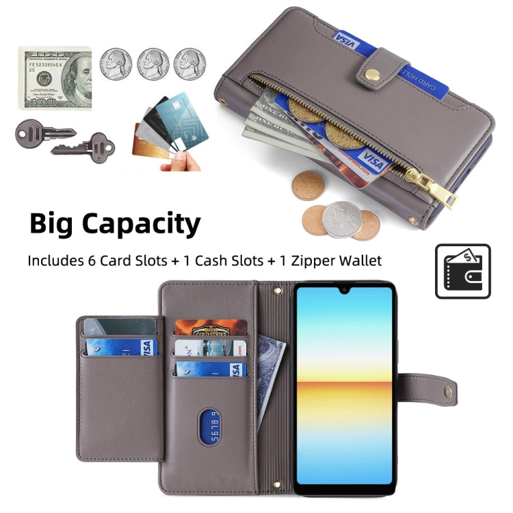 For Sony Xperia Ace III Sheep Texture Cross-body Zipper Wallet Leather Phone Case(Grey) - free shipping - PMC TechLife - Order now!