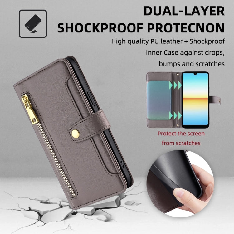 For Sony Xperia Ace III Sheep Texture Cross-body Zipper Wallet Leather Phone Case(Grey) - free shipping - PMC TechLife - Order now!