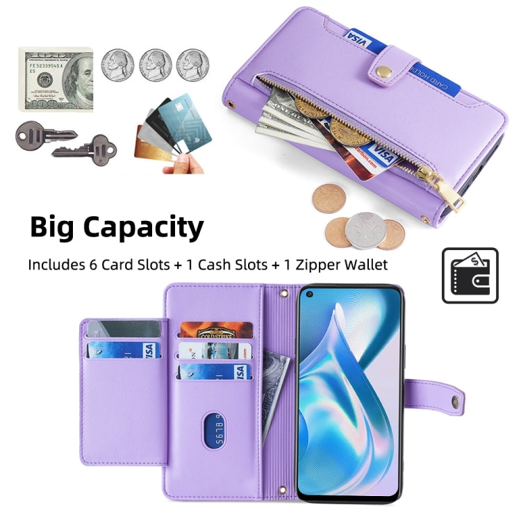 For OnePlus Ace Racing Sheep Texture Cross-body Zipper Wallet Leather Phone Case(Purple) - OnePlus Cases by PMC TechLife | Online Shopping South Africa | PMC TechLife | Buy Now Pay Later Mobicred