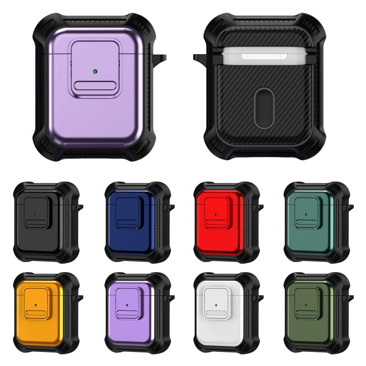 For AirPods 1 / 2 TPU + PC Shockproof Earphone Protective Case with Switch(Green) - For AirPods 1/2 by PMC Jewellery | Online Shopping South Africa | PMC Jewellery | Buy Now Pay Later Mobicred