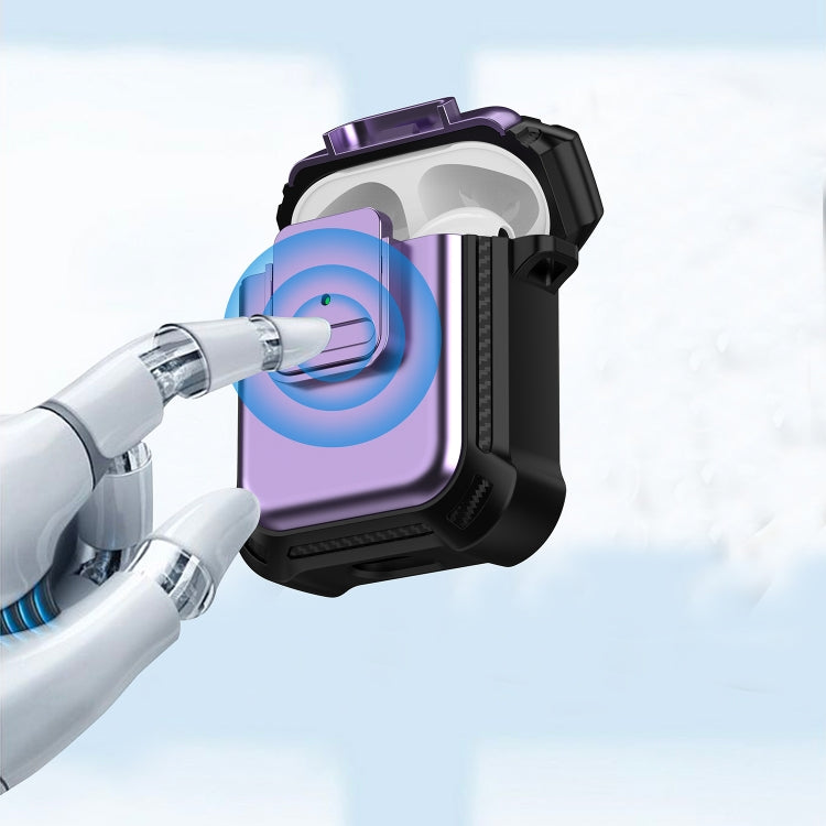 For AirPods 1 / 2 TPU + PC Shockproof Earphone Protective Case with Switch(Army Green) - For AirPods 1/2 by PMC Jewellery | Online Shopping South Africa | PMC Jewellery | Buy Now Pay Later Mobicred