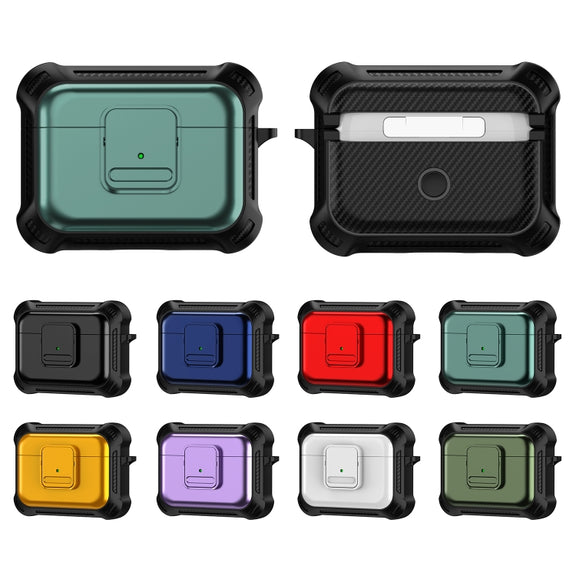 For AirPods Pro TPU + PC Shockproof Earphone Protective Case with Switch(Red)