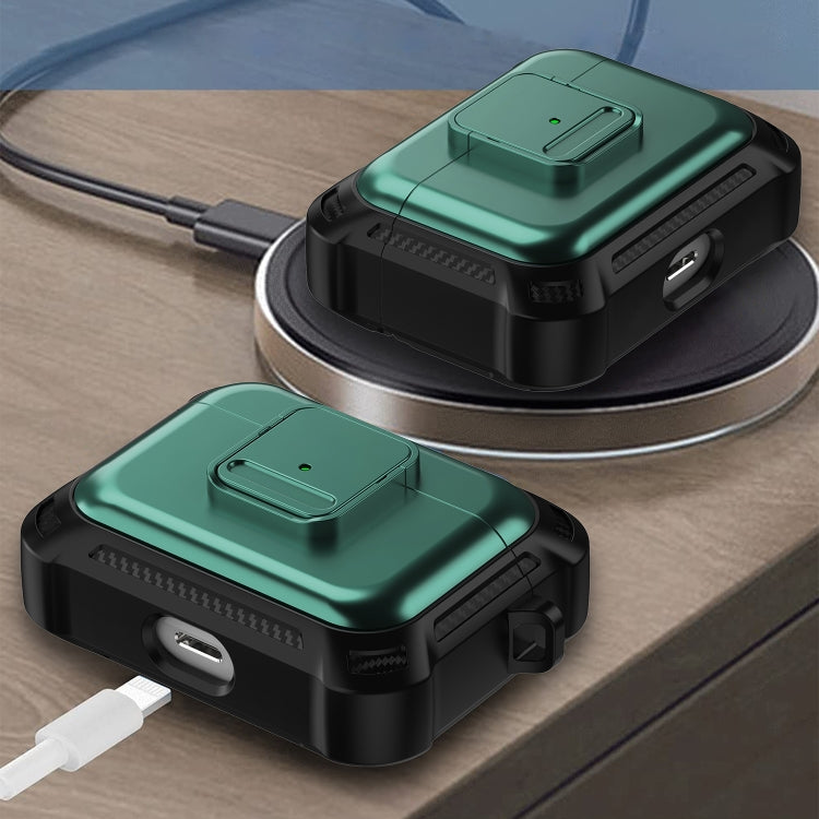 For AirPods Pro TPU + PC Shockproof Earphone Protective Case with Switch(Green) - free shipping - PMC Jewellery - Order now!