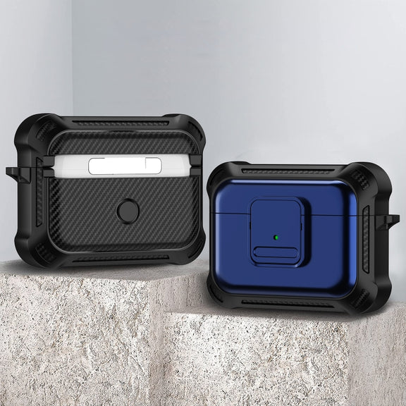 For AirPods Pro 2 TPU + PC Shockproof Earphone Protective Case with Switch(Blue)