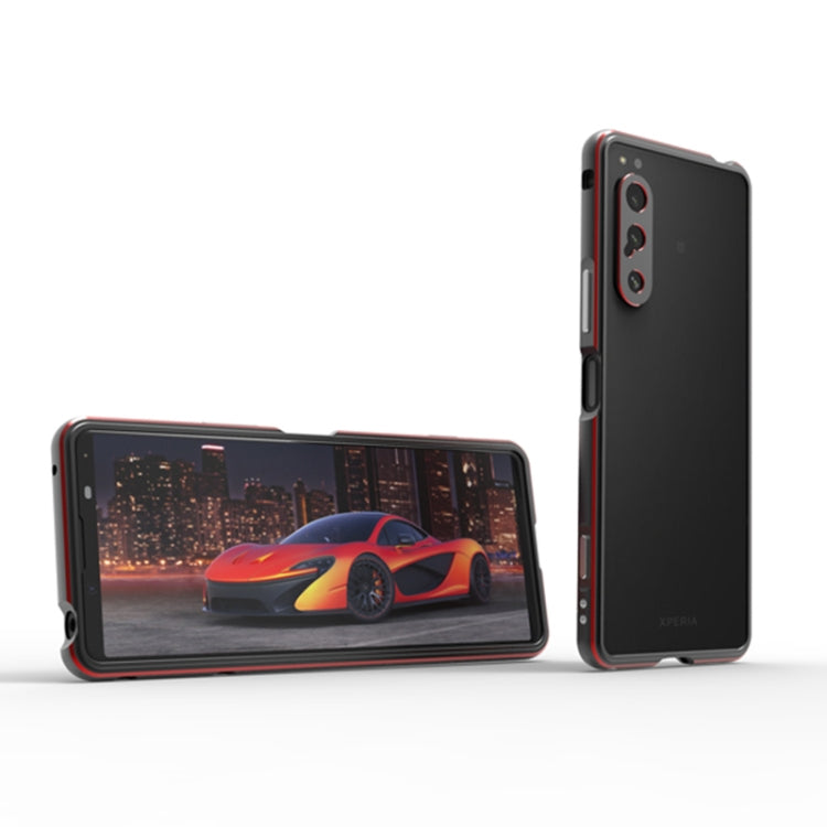 For Sony Xperia 5 ��� Aurora Series Lens Protector + Metal Frame Phone Case(Black+Purple) - Sony Cases by PMC TechLife | Online Shopping South Africa | PMC TechLife | Buy Now Pay Later Mobicred