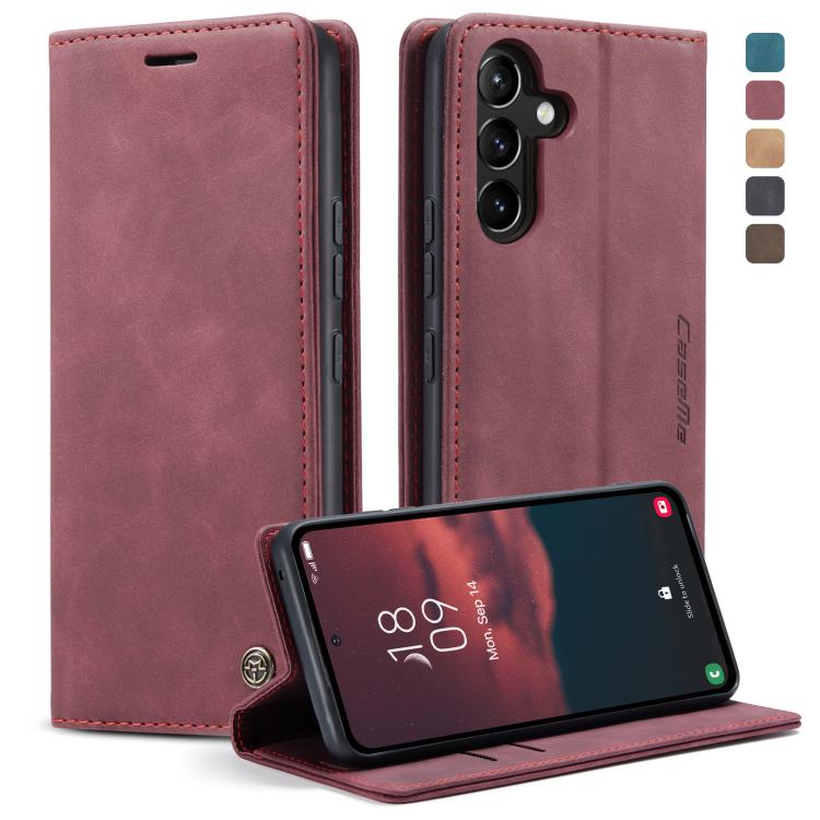 For Samsung Galaxy A54 CaseMe 013 Multifunctional Horizontal Flip Leather Phone Case(Wine Red)