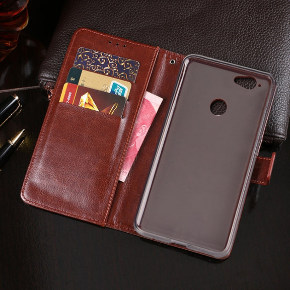 For Blackview R7 idewei Crazy Horse Texture Horizontal Flip Leather Case with Holder & Card Slots & Wallet(Brown)
