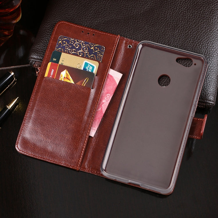 For Blackview R7 idewei Crazy Horse Texture Horizontal Flip Leather Case with Holder & Card Slots & Wallet(Dark Blue)