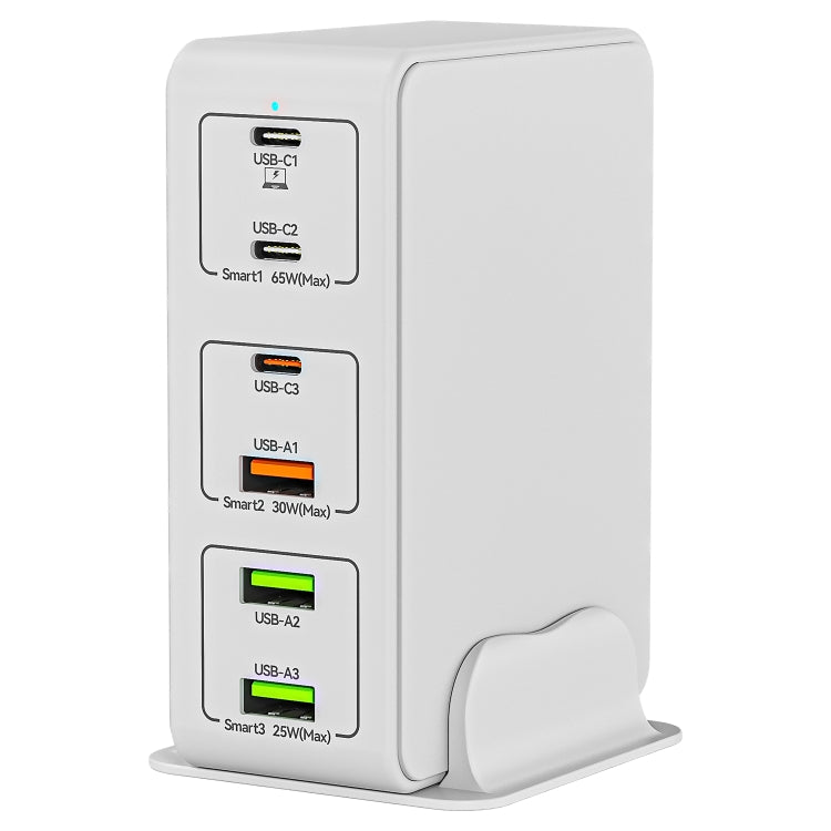 818H 120W Type-C + USB 6-Ports Desktop Fast Charger, Plug Type:US Plug(White) - Multifunction Charger by PMC Jewellery | Online Shopping South Africa | PMC Jewellery | Buy Now Pay Later Mobicred