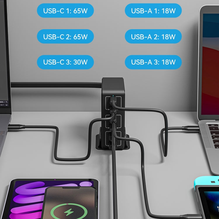 818H 120W Type-C + USB 6-Ports Desktop Fast Charger, Plug Type:US Plug(White) - Multifunction Charger by PMC Jewellery | Online Shopping South Africa | PMC Jewellery | Buy Now Pay Later Mobicred