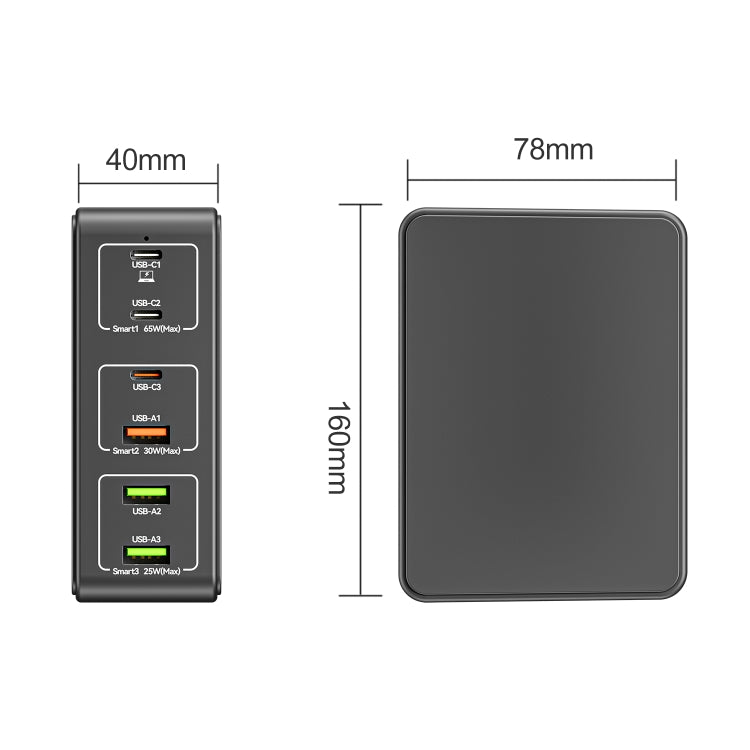 818H 120W Type-C + USB 6-Ports Desktop Fast Charger, Plug Type:EU Plug(White)