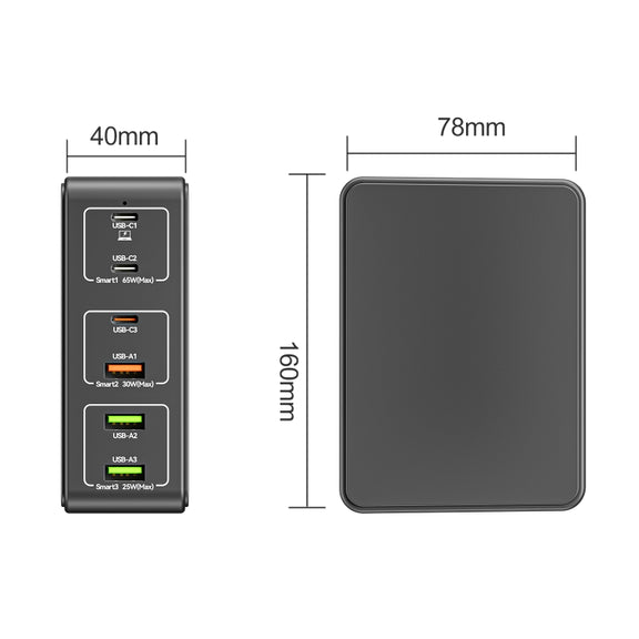 818H 120W Type-C + USB 6-Ports Desktop Fast Charger, Plug Type:AU Plug(White)