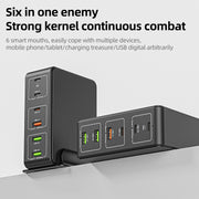 818H 120W Type-C + USB 6-Ports Desktop Fast Charger, Plug Type:AU Plug(White)