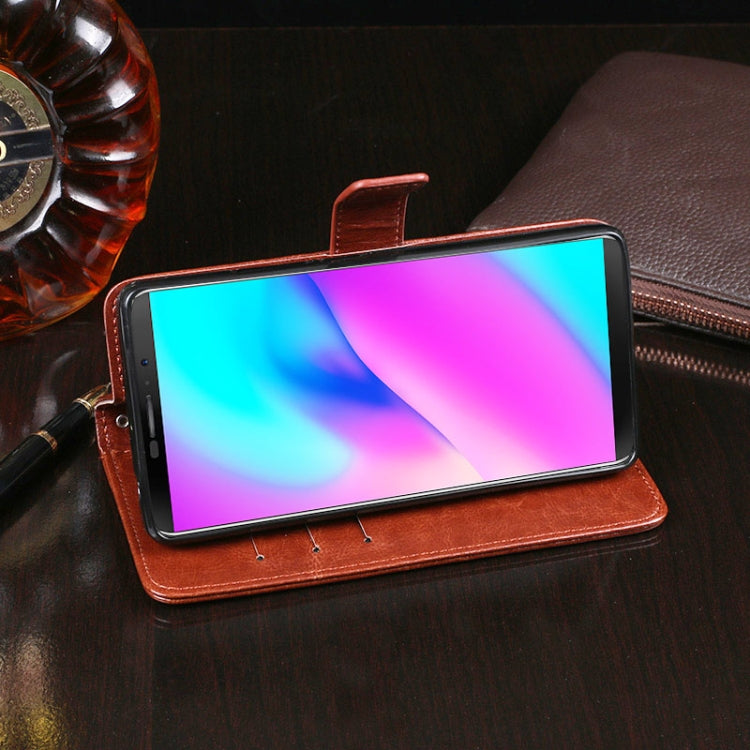 For Cubot J3 idewei Crazy Horse Texture Horizontal Flip Leather Case with Holder & Card Slots & Wallet(Red)