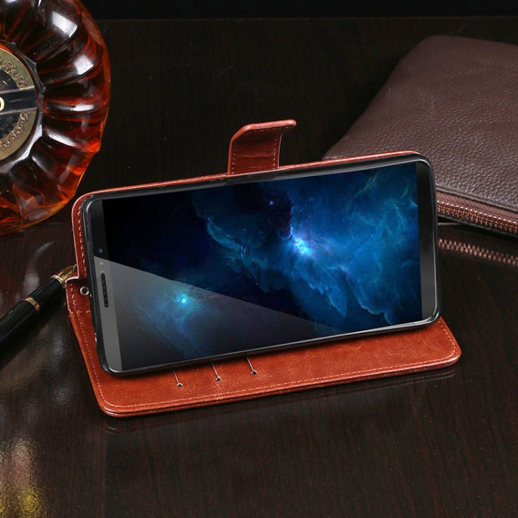 For Cubot J5 idewei Crazy Horse Texture Horizontal Flip Leather Case with Holder & Card Slots & Wallet(Dark Blue)