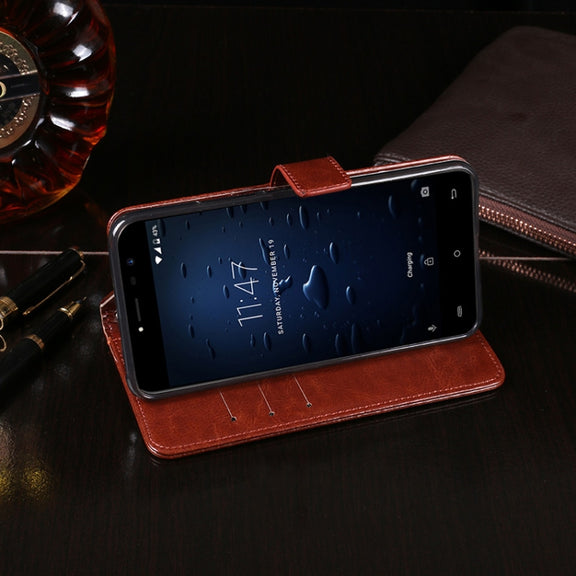 For Cubot Note Plus idewei Crazy Horse Texture Horizontal Flip Leather Case with Holder & Card Slots & Wallet(Black)