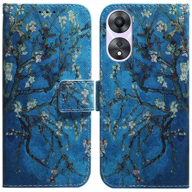 For OPPO A58 Coloured Drawing Flip Leather Phone Case(Apricot) - OPPO Cases by PMC TechLife | Online Shopping South Africa | PMC TechLife