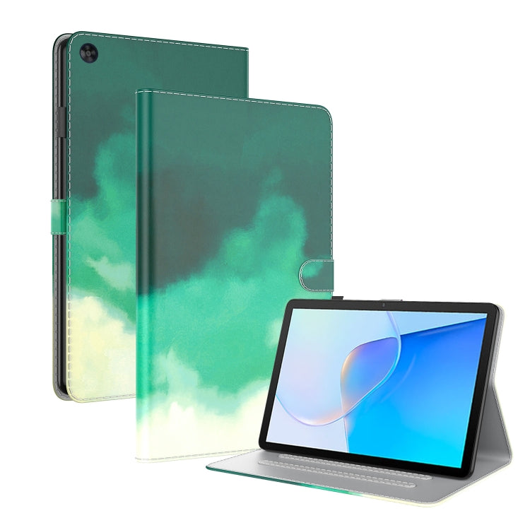 For Huawei MatePad SE Watercolor Pattern Flip Leather Tablet Case(Cyan Green) - Huawei by PMC TechLife | Online Shopping South Africa | PMC TechLife | Buy Now Pay Later Mobicred