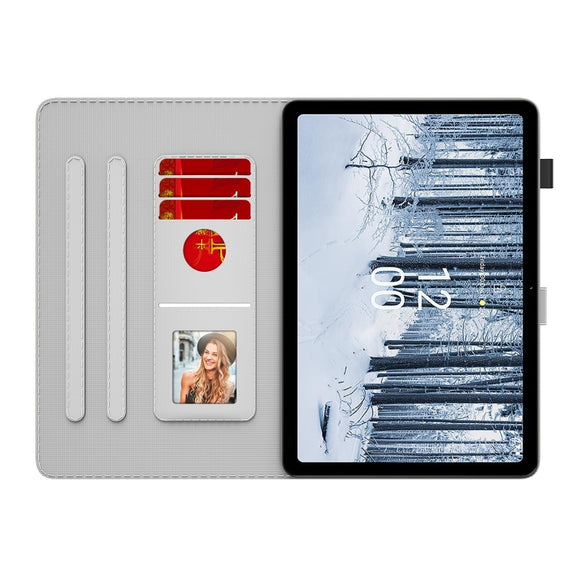 For Nokia T21 Watercolor Pattern Flip Leather Tablet Case(Winter Snow)