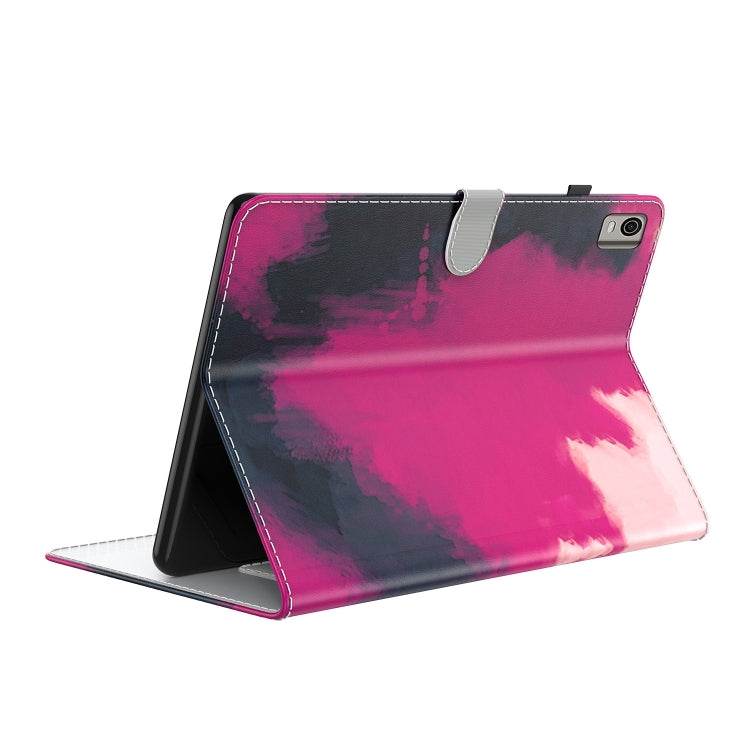For Nokia T21 Watercolor Pattern Flip Leather Tablet Case(Berry Color)