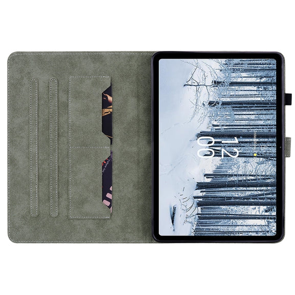 For Nokia T21 Tiger Pattern Flip Leather Tablet Case(Red)
