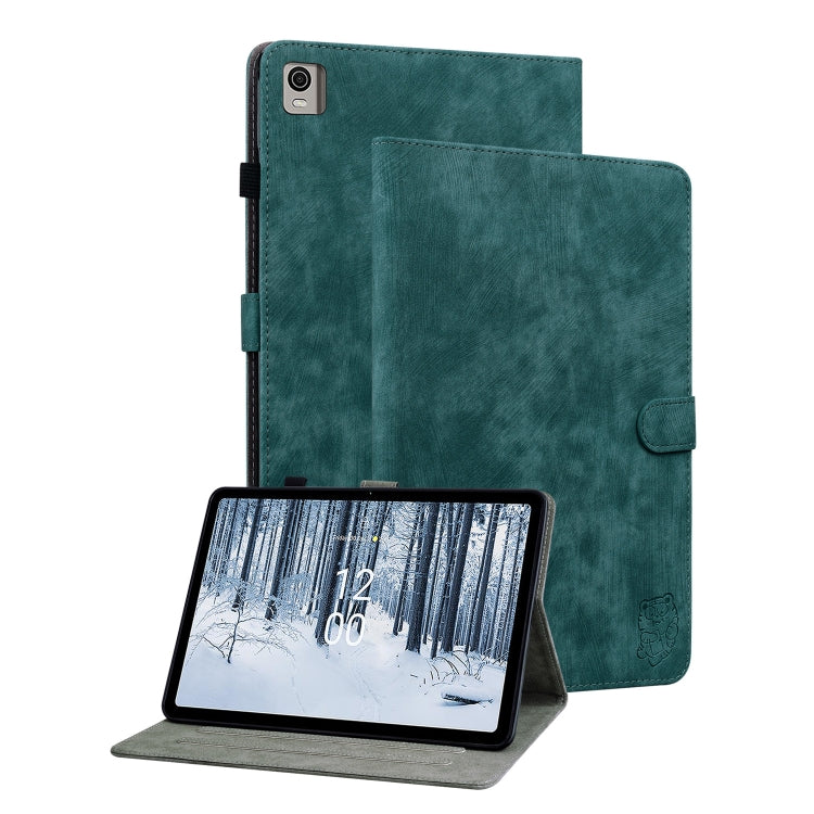 For Nokia T21 Tiger Pattern Flip Leather Tablet Case(Dark Green) - Nokia by PMC TechLife | Online Shopping South Africa | PMC TechLife | Buy Now Pay Later Mobicred