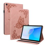For Huawei MatePad SE Butterfly Flower Embossed Leather Tablet Case(Rose Gold)