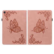 For Huawei MatePad SE Butterfly Flower Embossed Leather Tablet Case(Rose Gold)