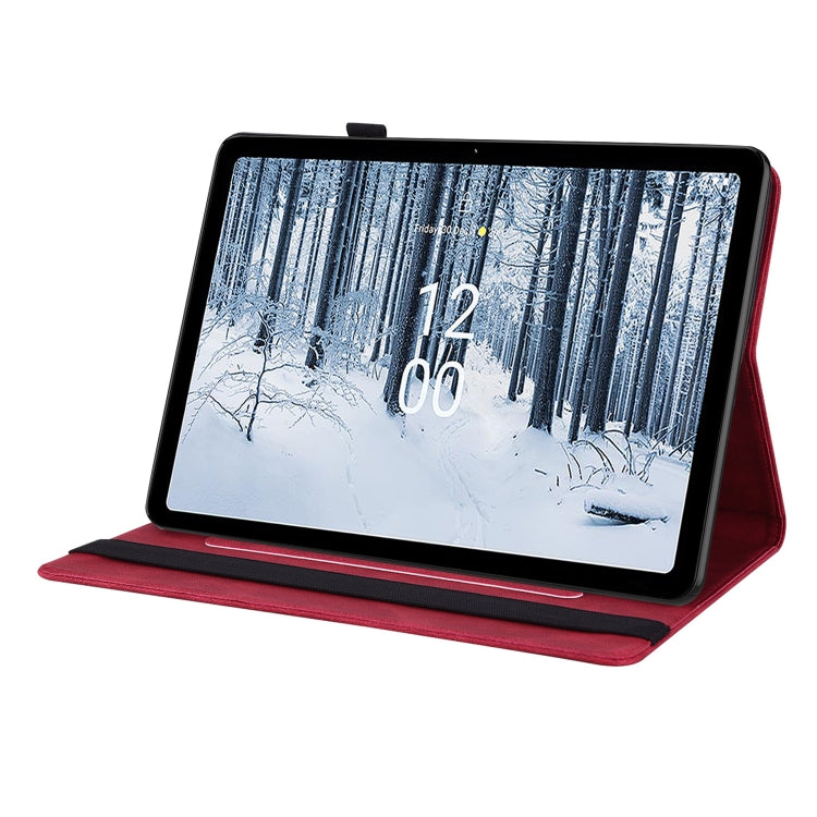 For Nokia T21 Butterfly Flower Embossed Leather Tablet Case(Red) - Nokia by PMC TechLife | Online Shopping South Africa | PMC TechLife | Buy Now Pay Later Mobicred