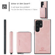 For Samsung Galaxy S24 Ultra 5G JEEHOOD Magnetic Zipper Horizontal Flip Leather Phone Case(Pink)