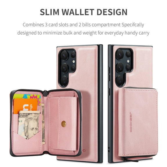 For Samsung Galaxy S24 Ultra 5G JEEHOOD Magnetic Zipper Horizontal Flip Leather Phone Case(Pink)
