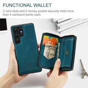 For Samsung Galaxy S24 Ultra 5G JEEHOOD Magnetic Zipper Horizontal Flip Leather Phone Case(Blue)