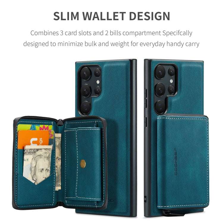 For Samsung Galaxy S24 Ultra 5G JEEHOOD Magnetic Zipper Horizontal Flip Leather Phone Case(Blue)