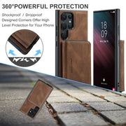 For Samsung Galaxy S24 Ultra 5G JEEHOOD Magnetic Zipper Horizontal Flip Leather Phone Case(Brown)