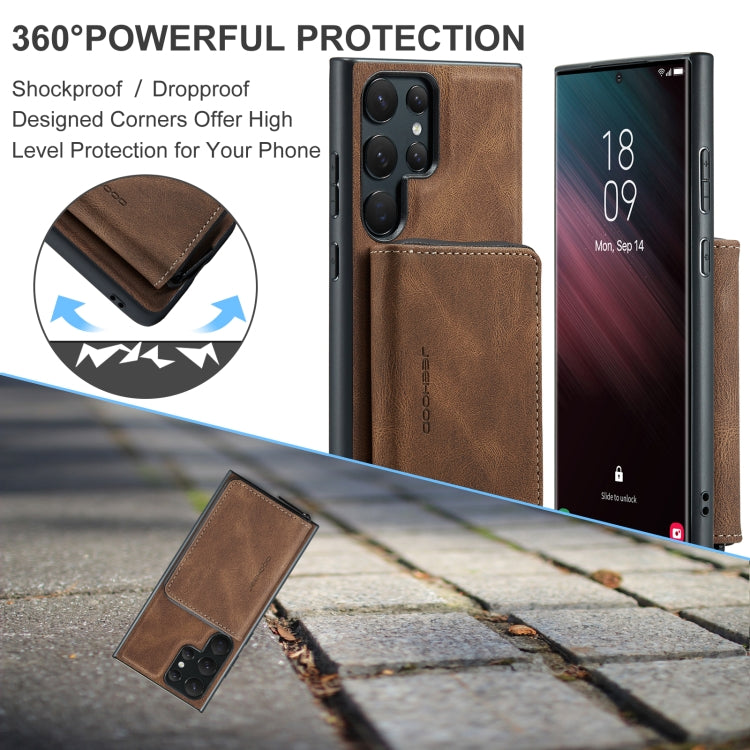 For Samsung Galaxy S24 Ultra 5G JEEHOOD Magnetic Zipper Horizontal Flip Leather Phone Case(Brown)