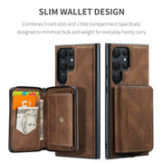 For Samsung Galaxy S24 Ultra 5G JEEHOOD Magnetic Zipper Horizontal Flip Leather Phone Case(Brown)
