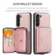 For Samsung Galaxy S24 5G JEEHOOD Magnetic Zipper Horizontal Flip Leather Phone Case(Pink)