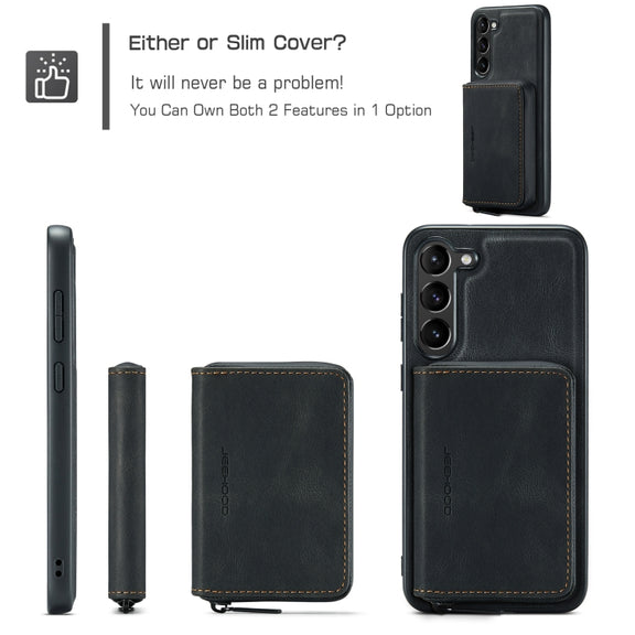 For Samsung Galaxy S24 5G JEEHOOD Magnetic Zipper Horizontal Flip Leather Phone Case(Black)