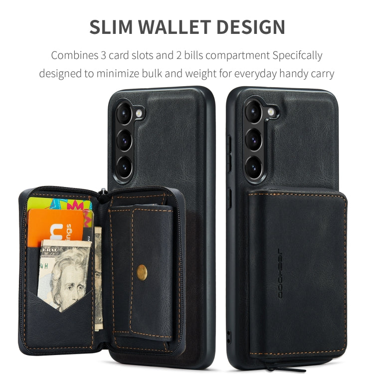 For Samsung Galaxy S24 5G JEEHOOD Magnetic Zipper Horizontal Flip Leather Phone Case(Black)