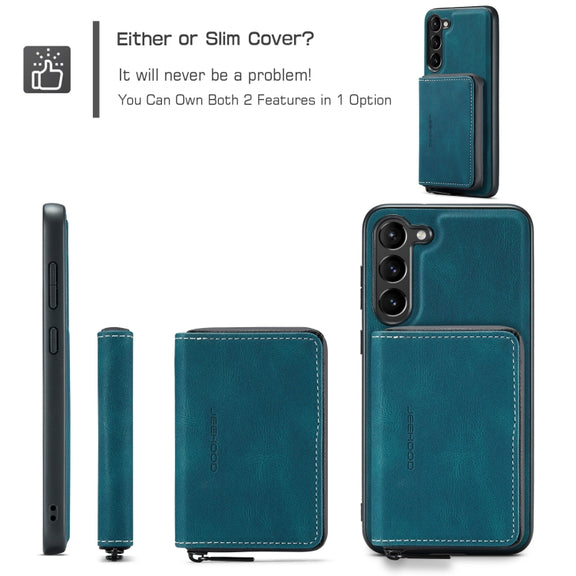 For Samsung Galaxy S24 5G JEEHOOD Magnetic Zipper Horizontal Flip Leather Phone Case(Blue)