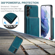 For Samsung Galaxy S24 5G JEEHOOD Magnetic Zipper Horizontal Flip Leather Phone Case(Blue)