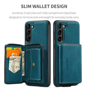 For Samsung Galaxy S24 5G JEEHOOD Magnetic Zipper Horizontal Flip Leather Phone Case(Blue)
