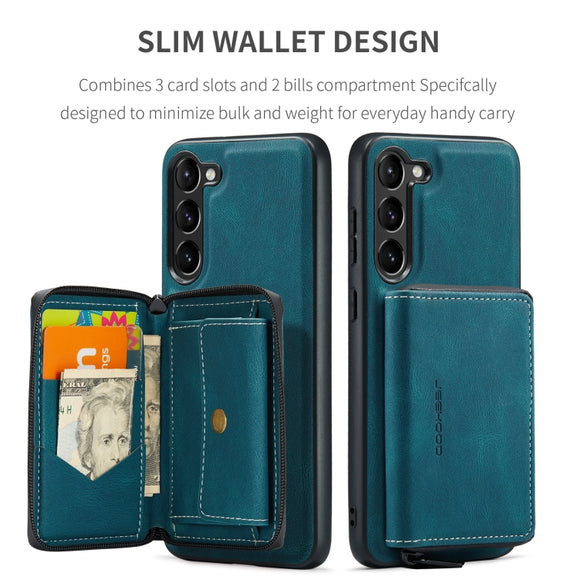 For Samsung Galaxy S24 5G JEEHOOD Magnetic Zipper Horizontal Flip Leather Phone Case(Blue)