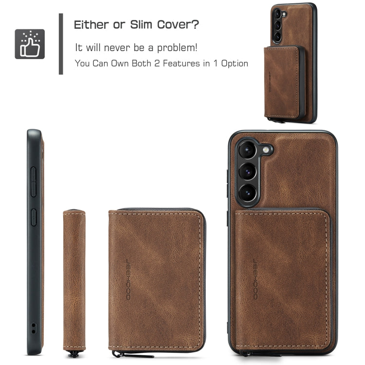 For Samsung Galaxy S24 5G JEEHOOD Magnetic Zipper Horizontal Flip Leather Phone Case(Brown) - free shipping - PMC Jewellery - Order now!