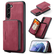 For Samsung Galaxy S24 5G JEEHOOD Magnetic Zipper Horizontal Flip Leather Phone Case(Red)