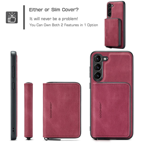 For Samsung Galaxy S24 5G JEEHOOD Magnetic Zipper Horizontal Flip Leather Phone Case(Red)