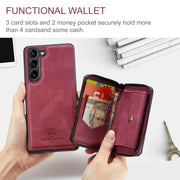 For Samsung Galaxy S24 5G JEEHOOD Magnetic Zipper Horizontal Flip Leather Phone Case(Red)