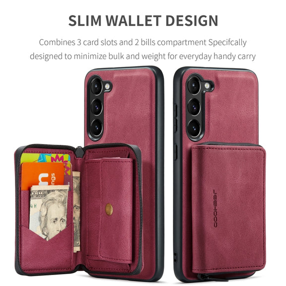 For Samsung Galaxy S24 5G JEEHOOD Magnetic Zipper Horizontal Flip Leather Phone Case(Red)